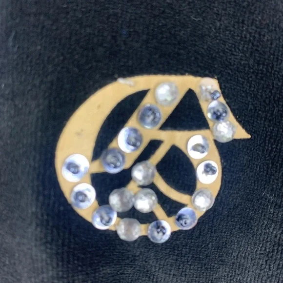 Y2K Vintage BCBG MaxAzria Velour Embellished Black Track Jacket Women Sz Large - Picture 3 of 13